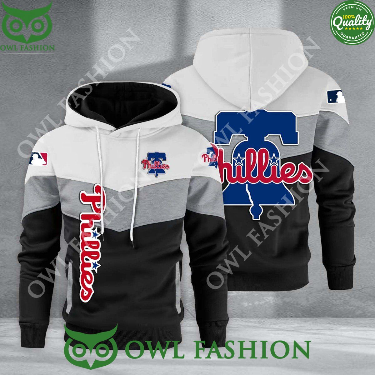 Baseball Philadelphia Phillies Team MLB Black White Printed Hoodie