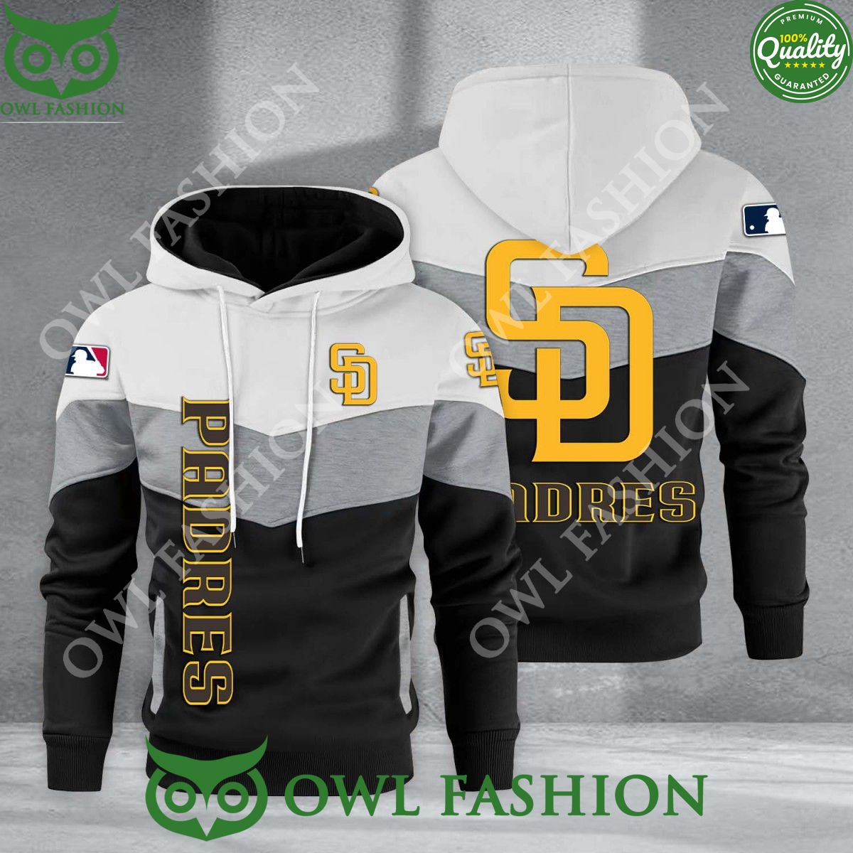 Baseball San Diego Padres Team MLB Black White Printed Hoodie
