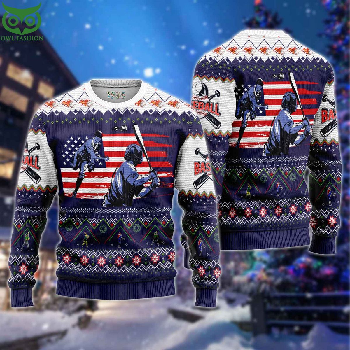 Baseball Scene Triple Walled Ugly Sweater 3D AOP Ugly Sweater Jumper