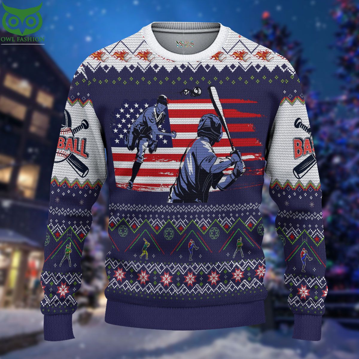 Baseball Scene Triple Walled Ugly Sweater 3D AOP Ugly Sweater Jumper