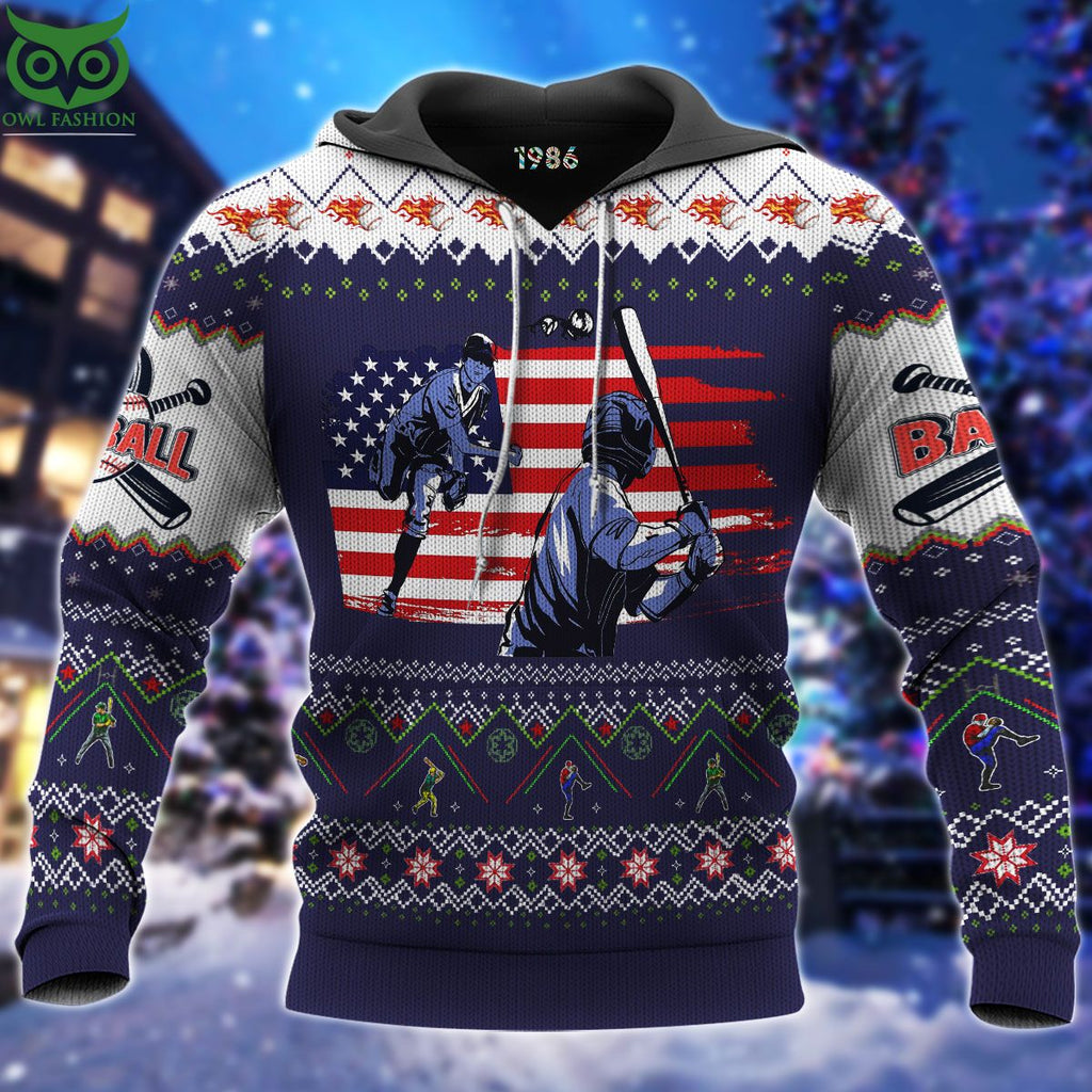 Baseball Scene Triple Walled Ugly Sweater 3D AOP Ugly Sweater Jumper