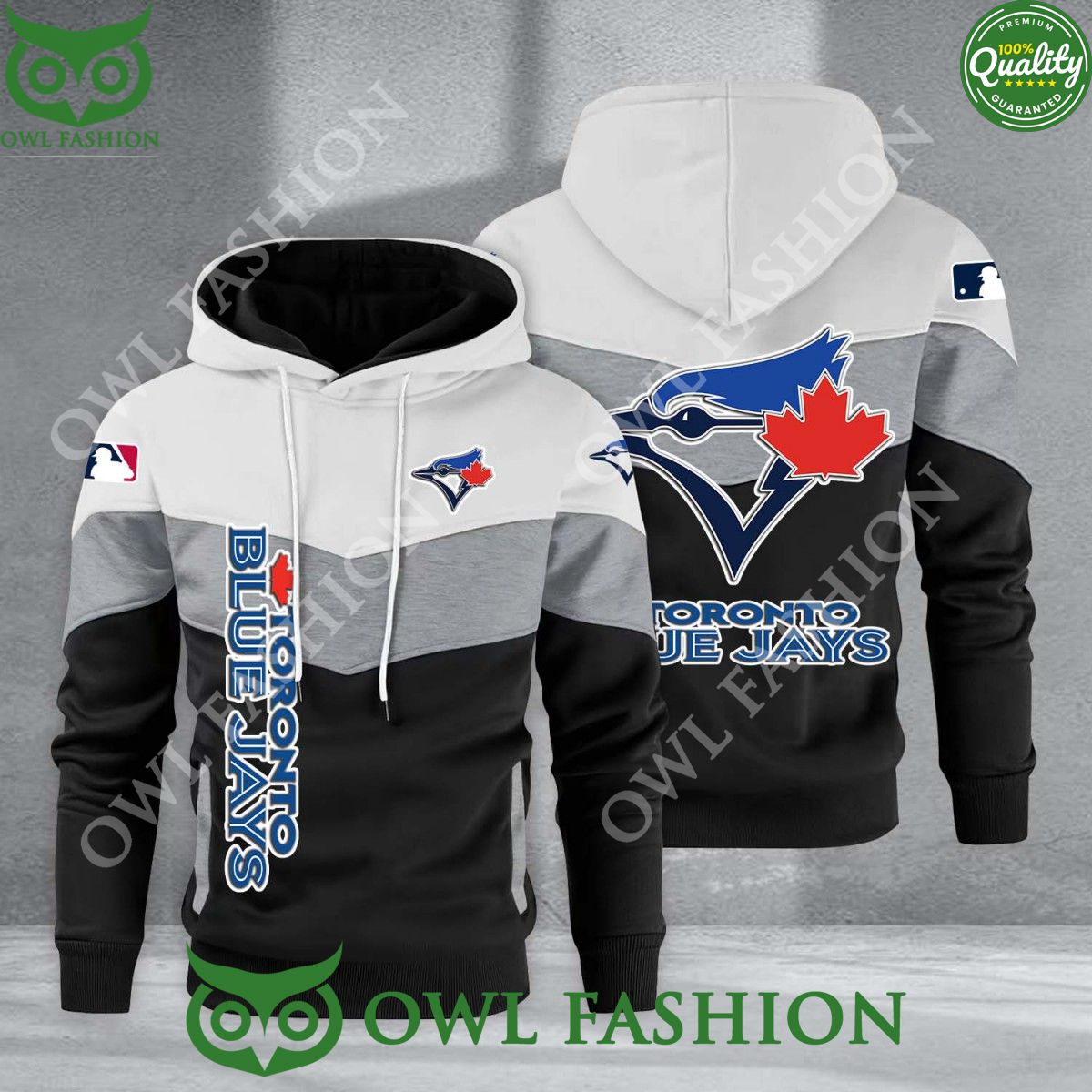Baseball Toronto Blue Jays Team MLB Black White Printed Hoodie