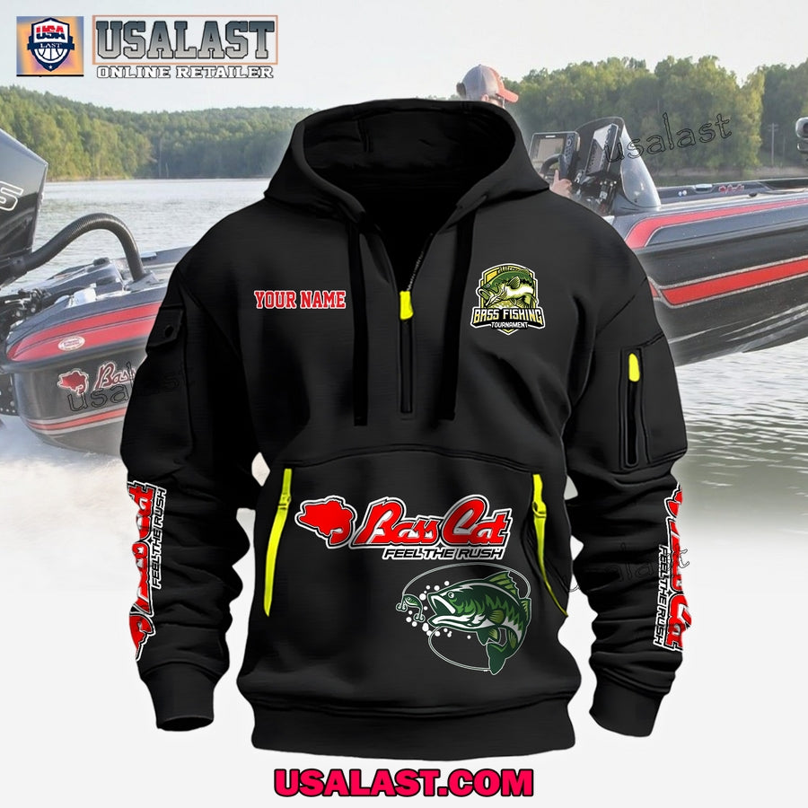 Bass Cats Boats Fishing Custom Name Heavy Hoodie