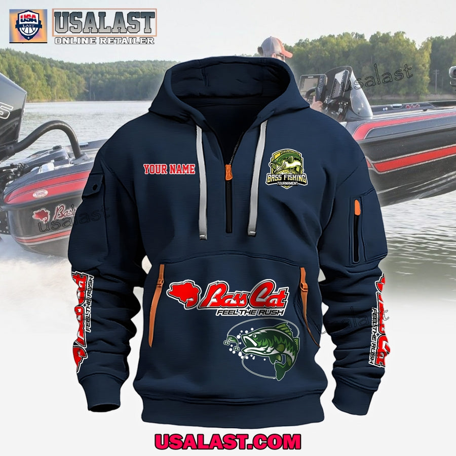 Bass Cats Boats Fishing Custom Name Heavy Hoodie