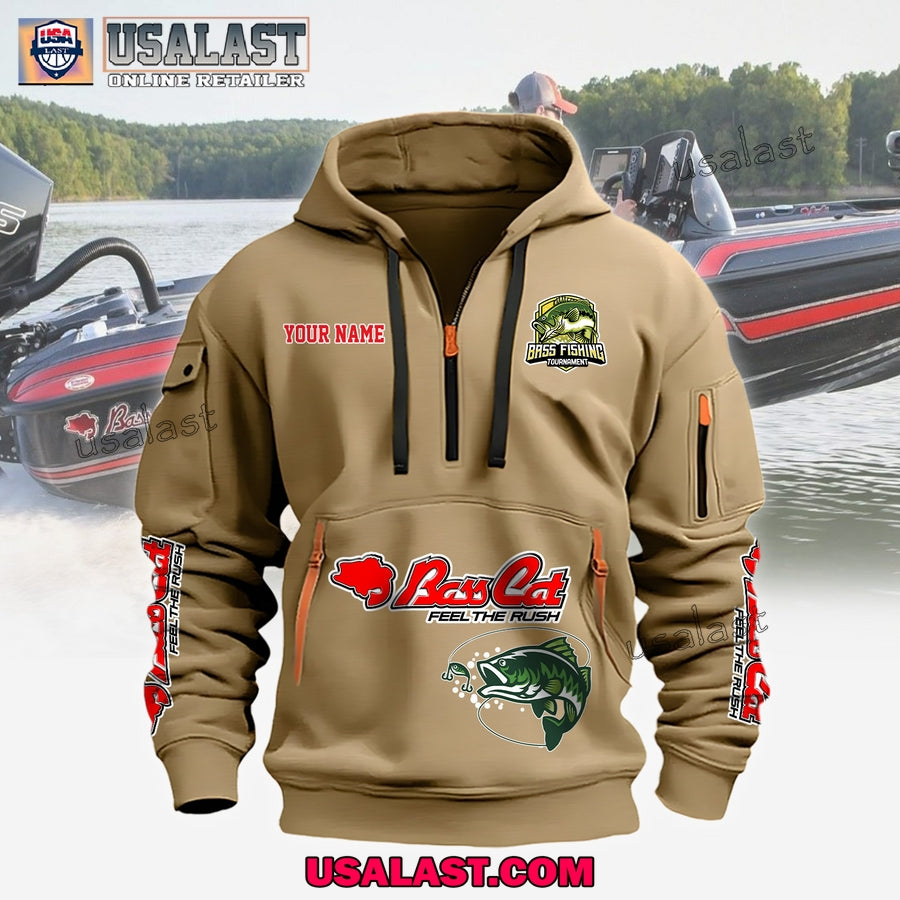 Bass Cats Boats Fishing Custom Name Heavy Hoodie