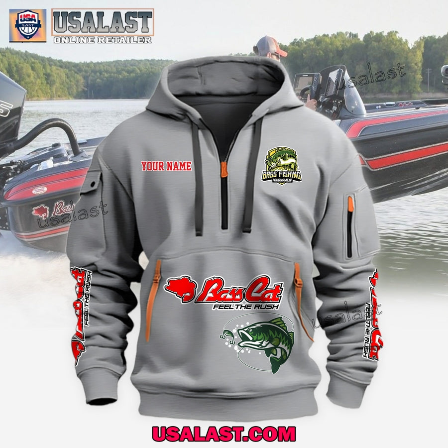 Bass Cats Boats Fishing Custom Name Heavy Hoodie