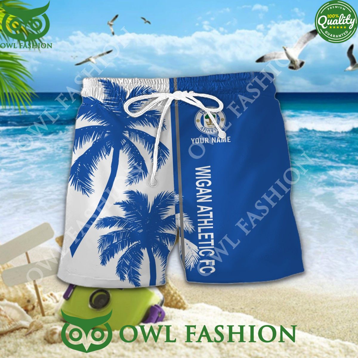 Beach Wigan Athletic FC Personalized League One coconut tree 2024 Hawaiian Shirt