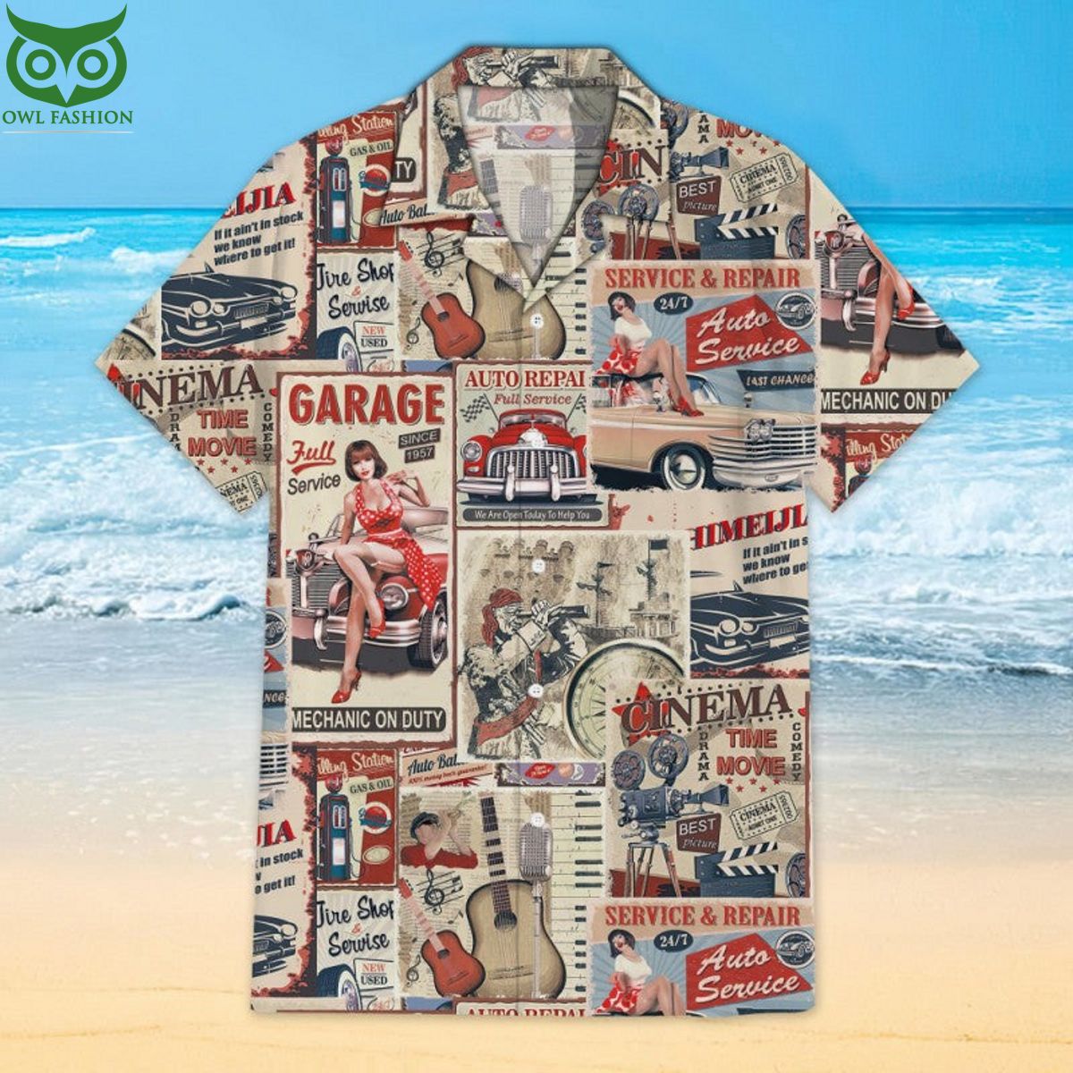Beauty and the Cars Globe Hawaiian Shirt