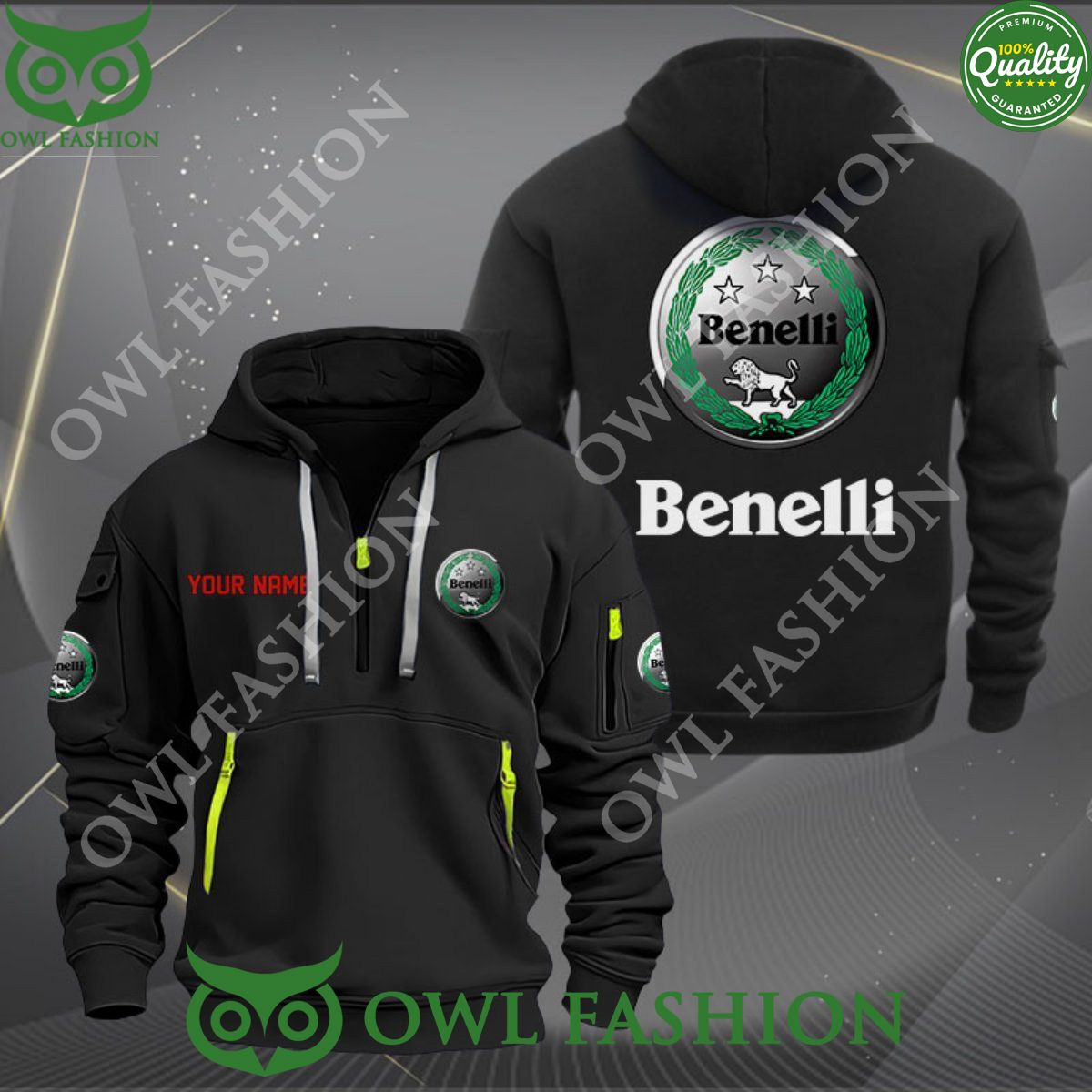 Benelli Motorcycles Luxury Brand Customized Color 2d quarter zip hoodie