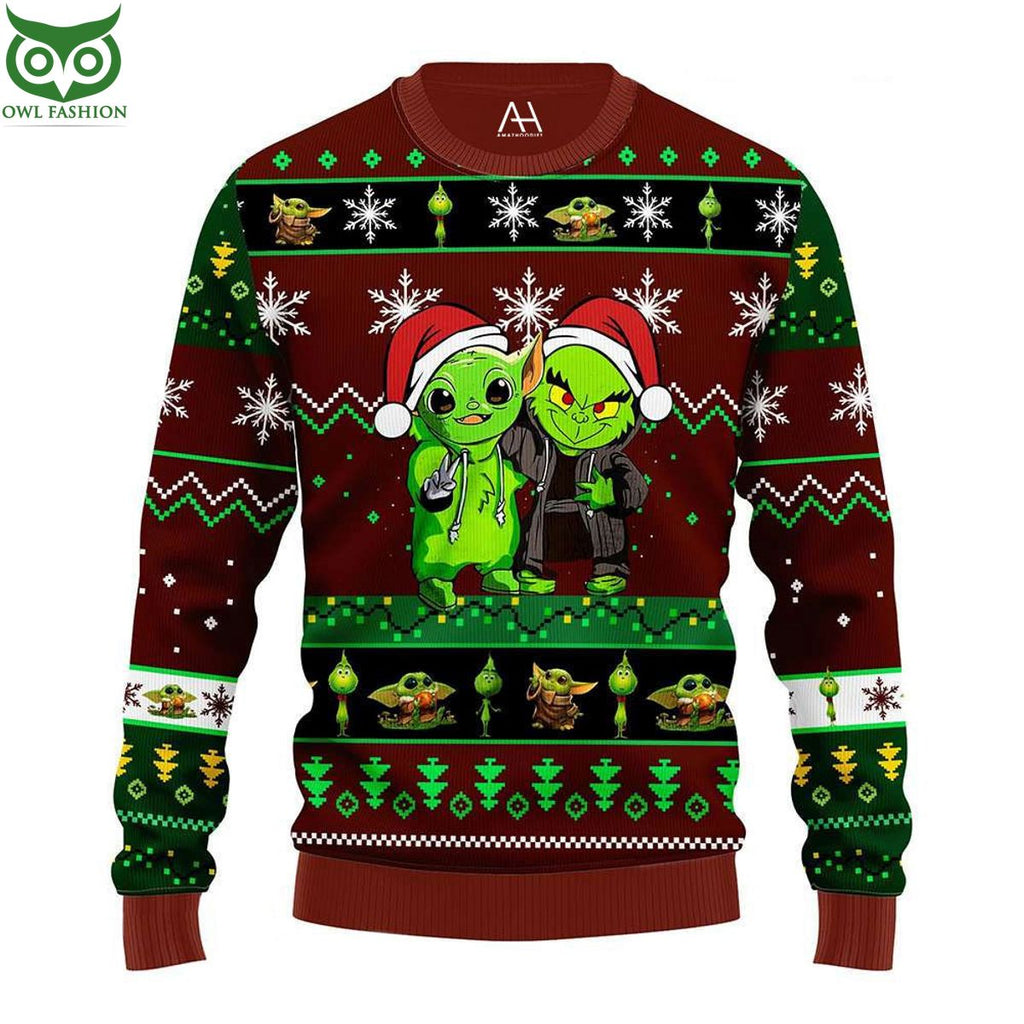 Friend Yoda And Grinch Ugly Christmas Sweater Jumper