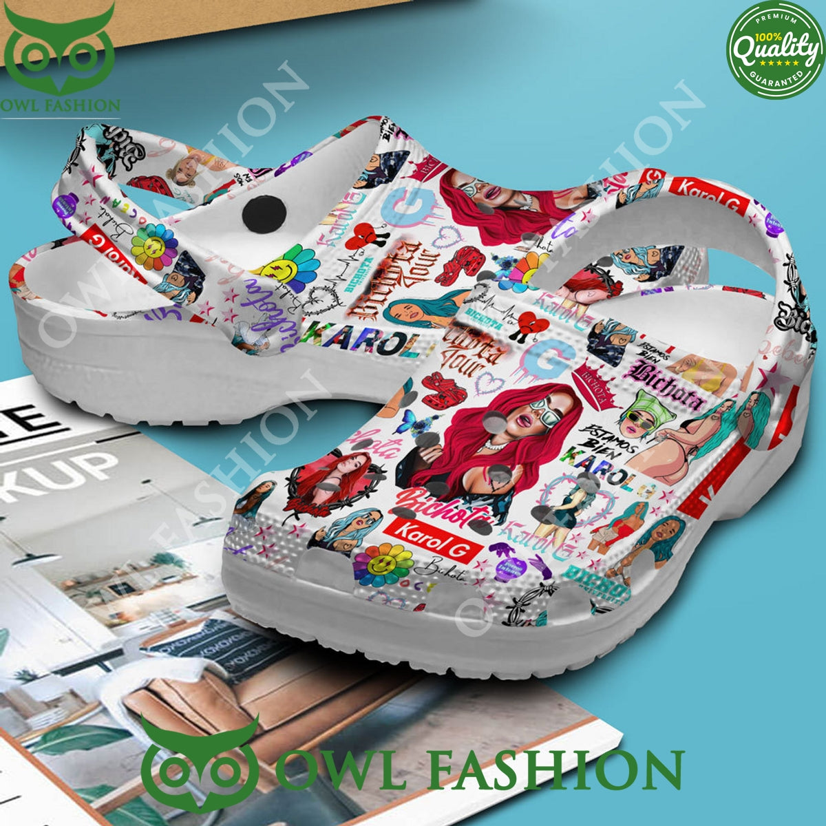 Bichota Karol G Symbols White Crocs