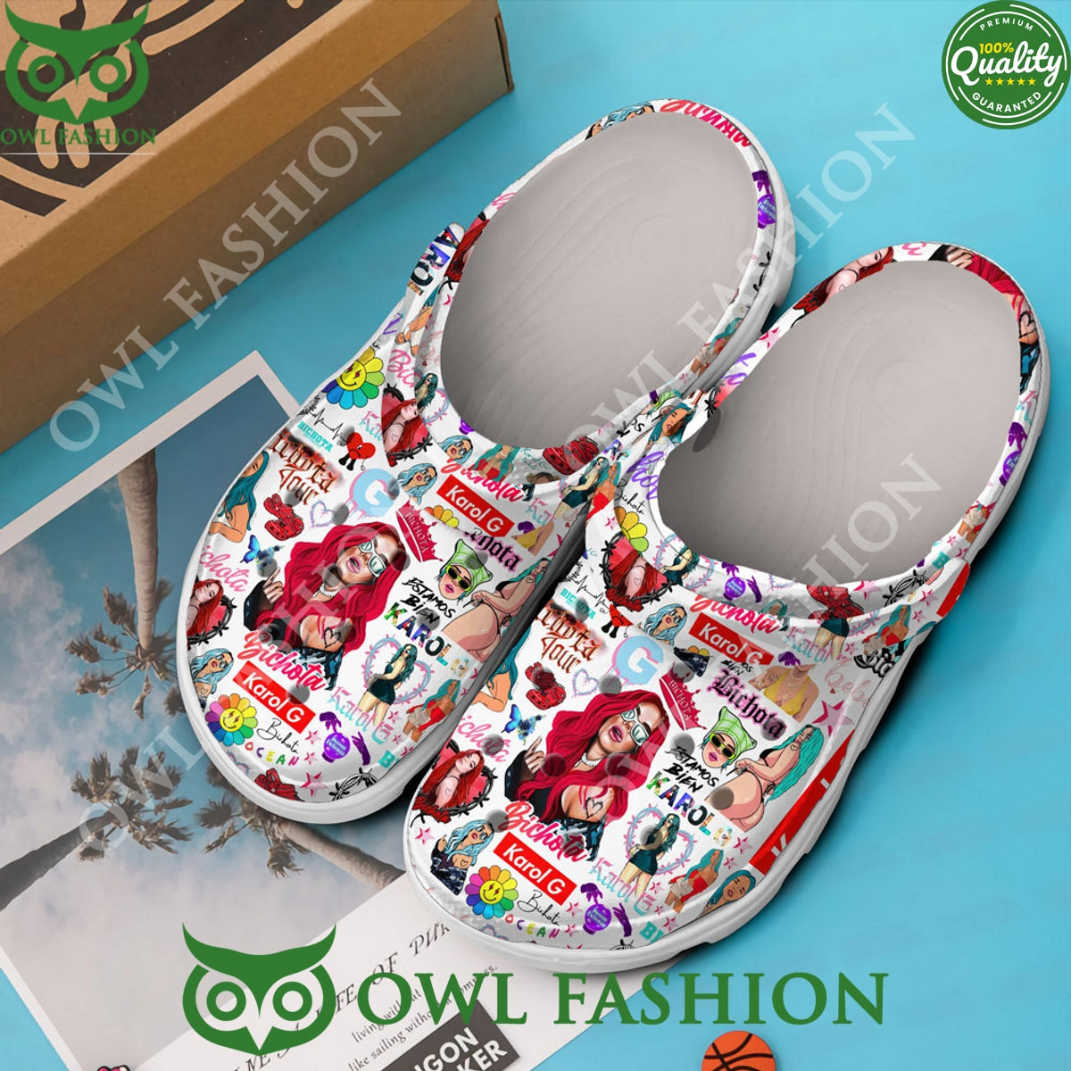 Bichota Karol G Symbols White Crocs