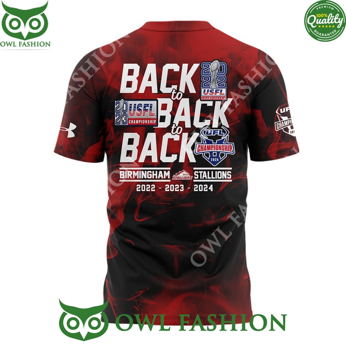 Birmingham Stallions 3 times champion back to back USFL 3d t shirt