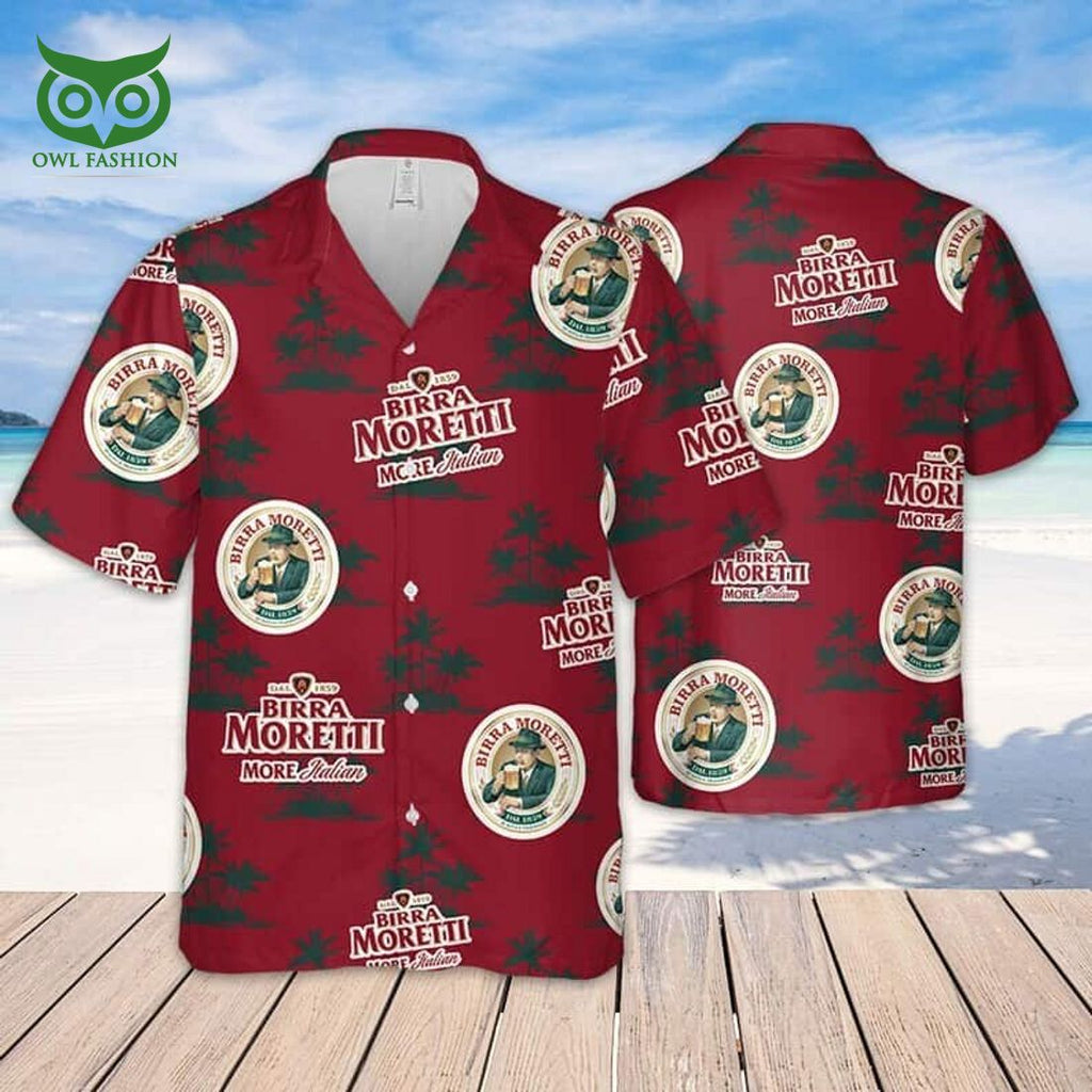 Birra Moretti Beer Coconut Island Pattern Hawaiian Shirt