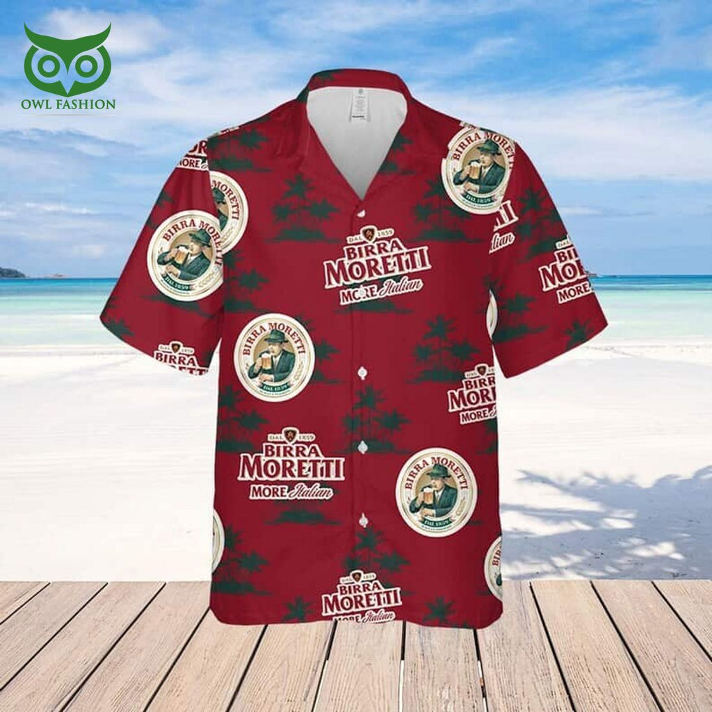 Birra Moretti Beer Coconut Island Pattern Hawaiian Shirt