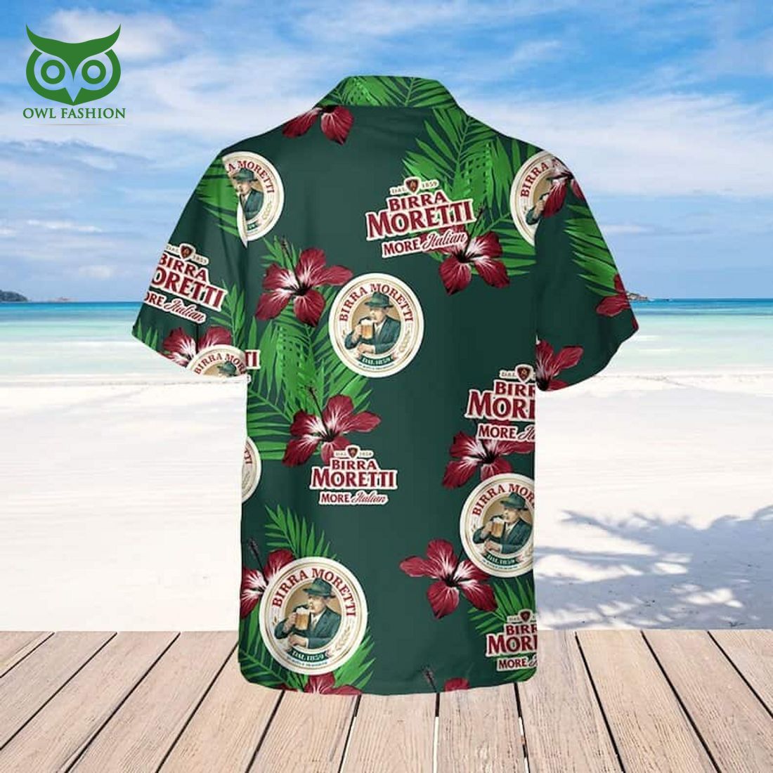 Birra Moretti Beer Hibiscus Flower Pattern Hawaiian Shirt Gift For Beach Lovers
