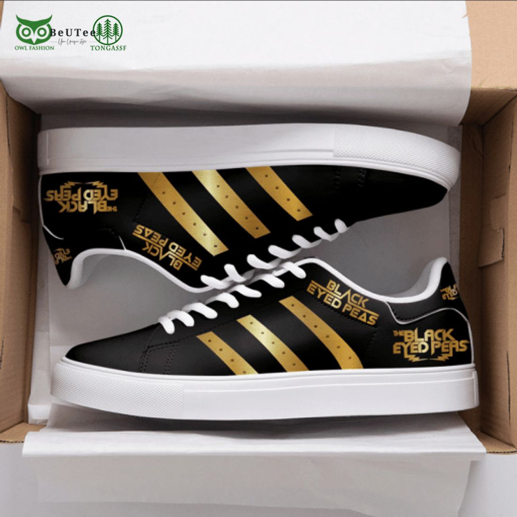 Black Eyed Peas 3D Over Printed Golden Black Stan Smith Shoes