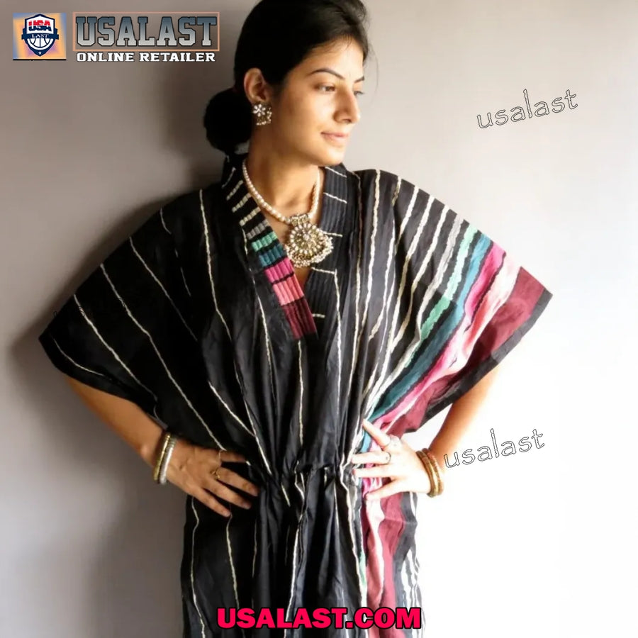 Black Kaftan Loungewear Shirt, Sleepwear, Beachwear, Christmas Gift With Plus Size