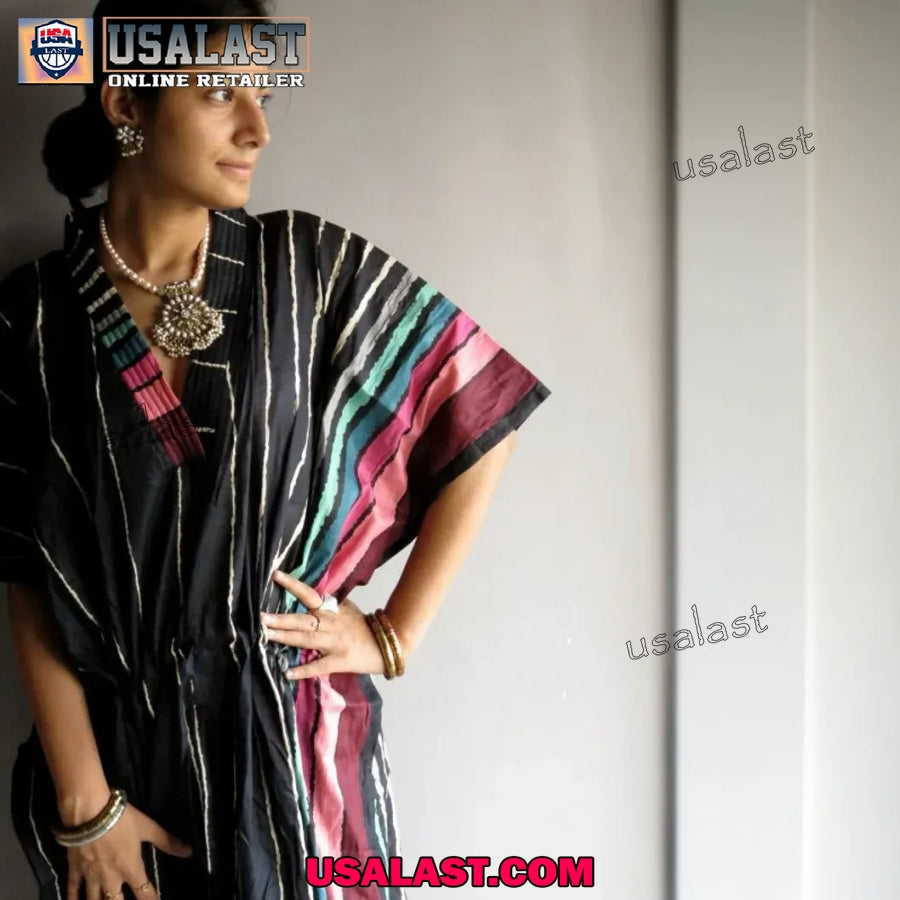 Black Kaftan Loungewear Shirt, Sleepwear, Beachwear, Christmas Gift With Plus Size