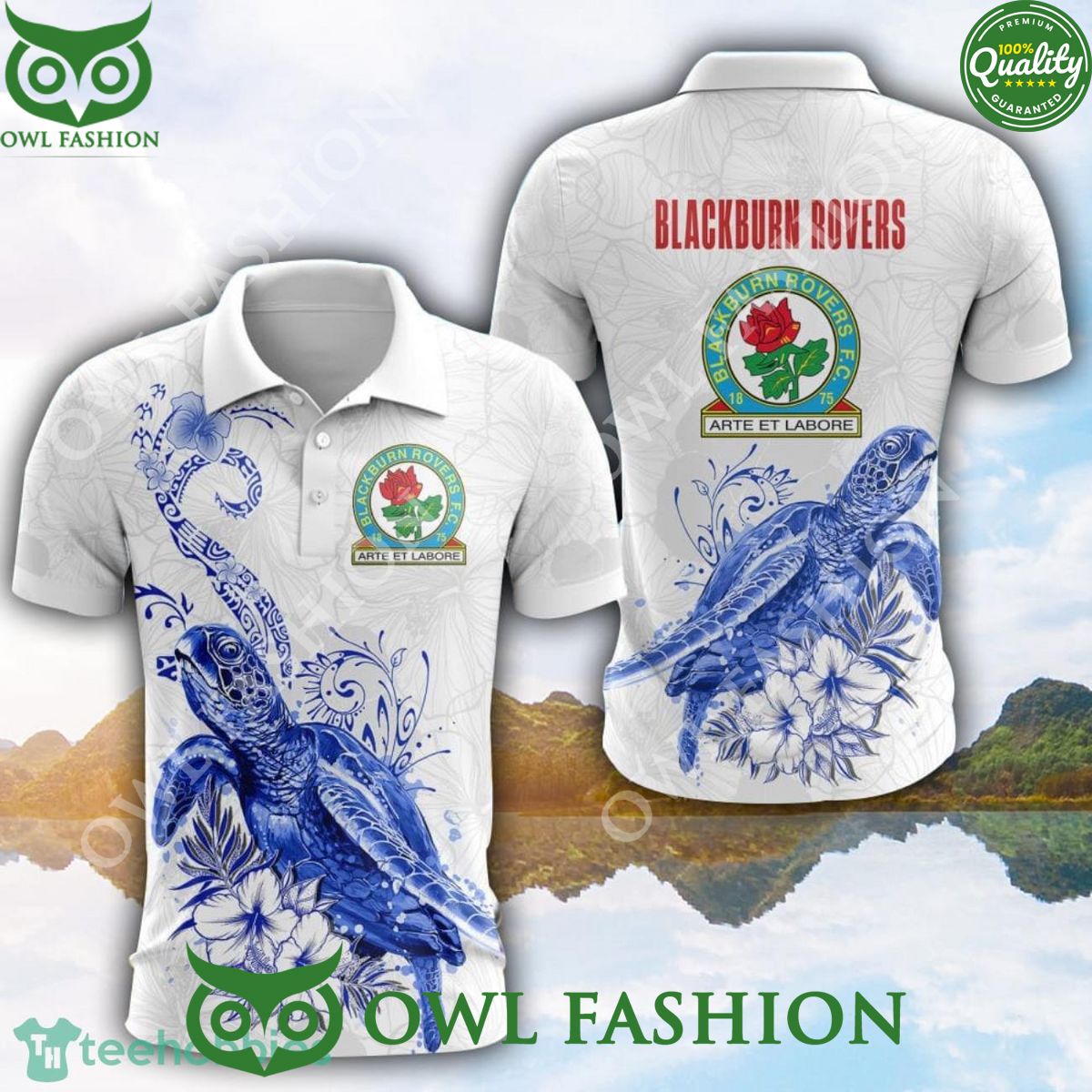 Blackburn Rovers EFL Championship Turtle White Golf Polo Shirt