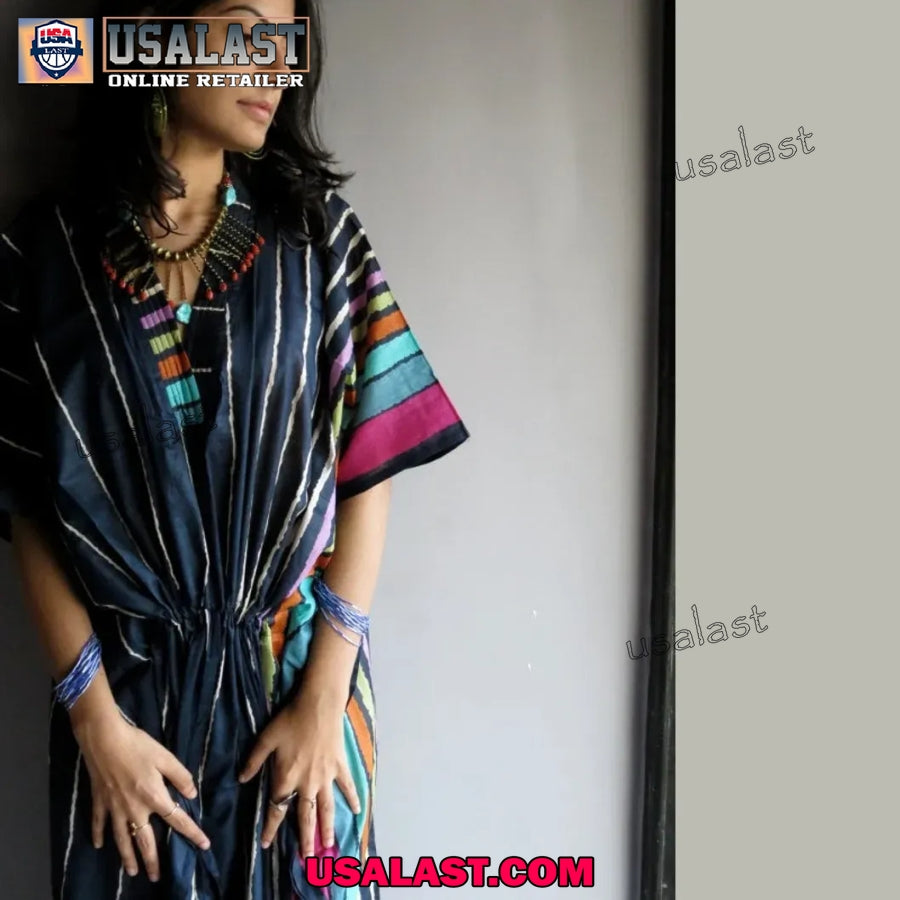 Blue Kaftan Dress Shirt, Loungewear, Sleepwear, Beachwear