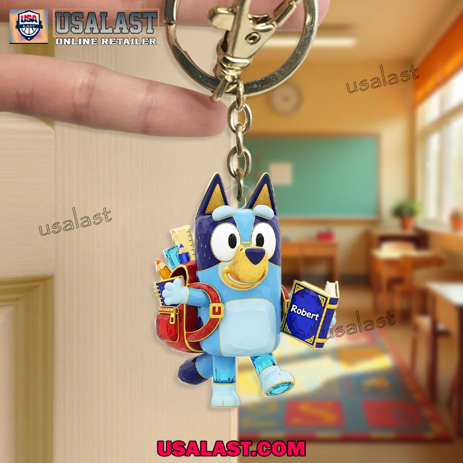 Bluey Dog Back To School Custom Acrylic Keychain