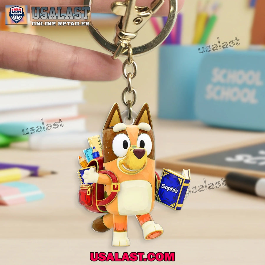 Bluey Dog Back To School Custom Acrylic Keychain