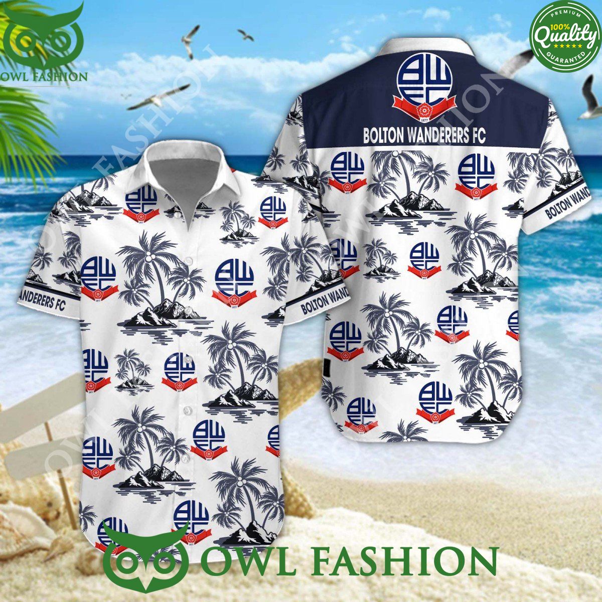 Bolton Wanderers Football Club Championship Island Coconut Hawaiian Shirt