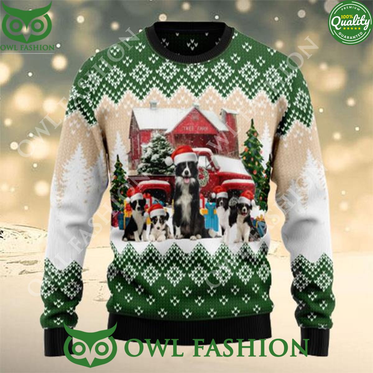 Border Collie Let It Snow Cute Ugly Christmas Sweater Jumper