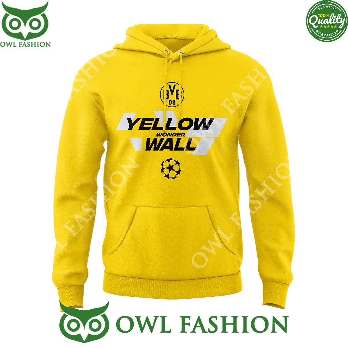 Borussia Dortmund Yellow Wonder Wall UEFA Champions League 3D Hoodie