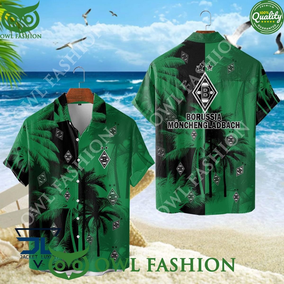 Borussia Monchengladbach top flight of German football Green Coconut hawaiian shirt