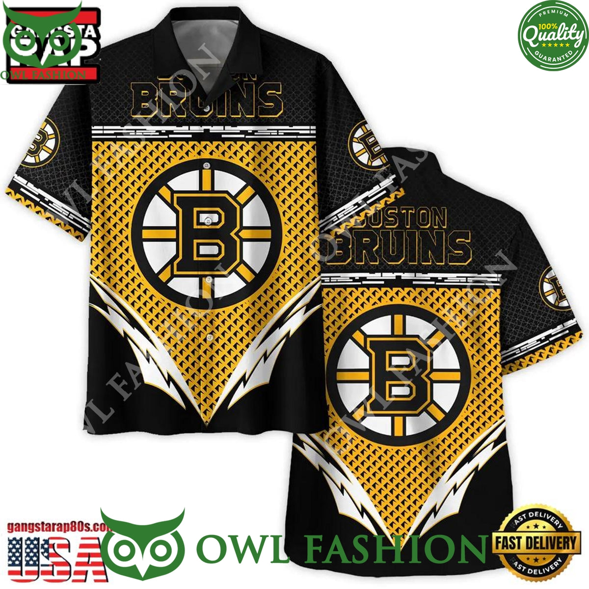 Boston Bruins NHL National Hockey League Logo Hawaiian Shirt