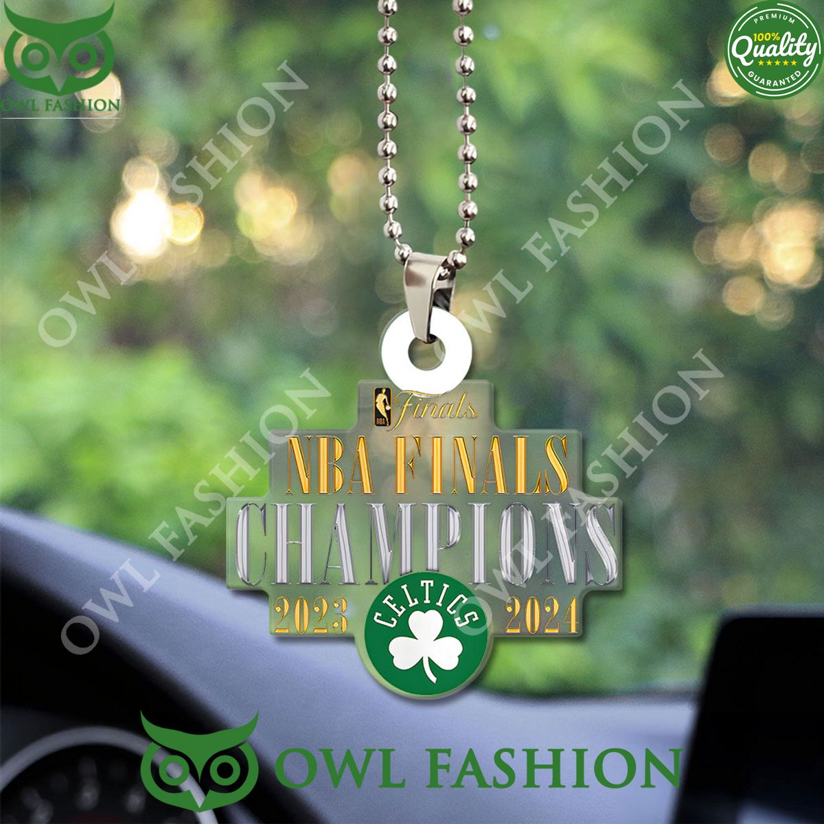 Boston Celtics Custom Shape NBA Champion 2023 2024 Acrylic Car Ornament