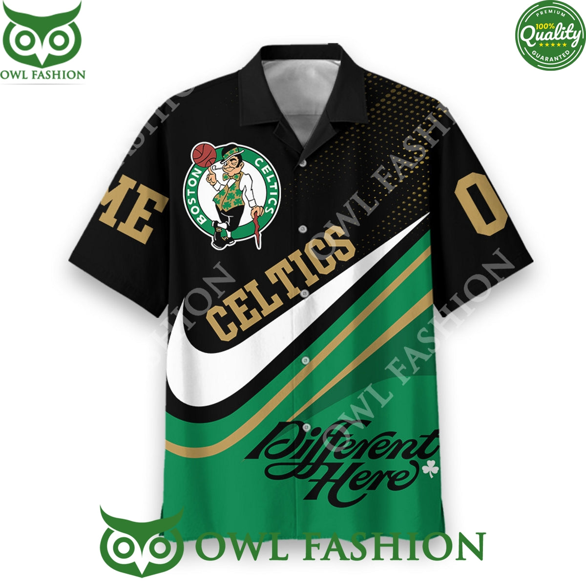 Boston Celtics Different Here Champions Custom name and number hawaiian shirt short