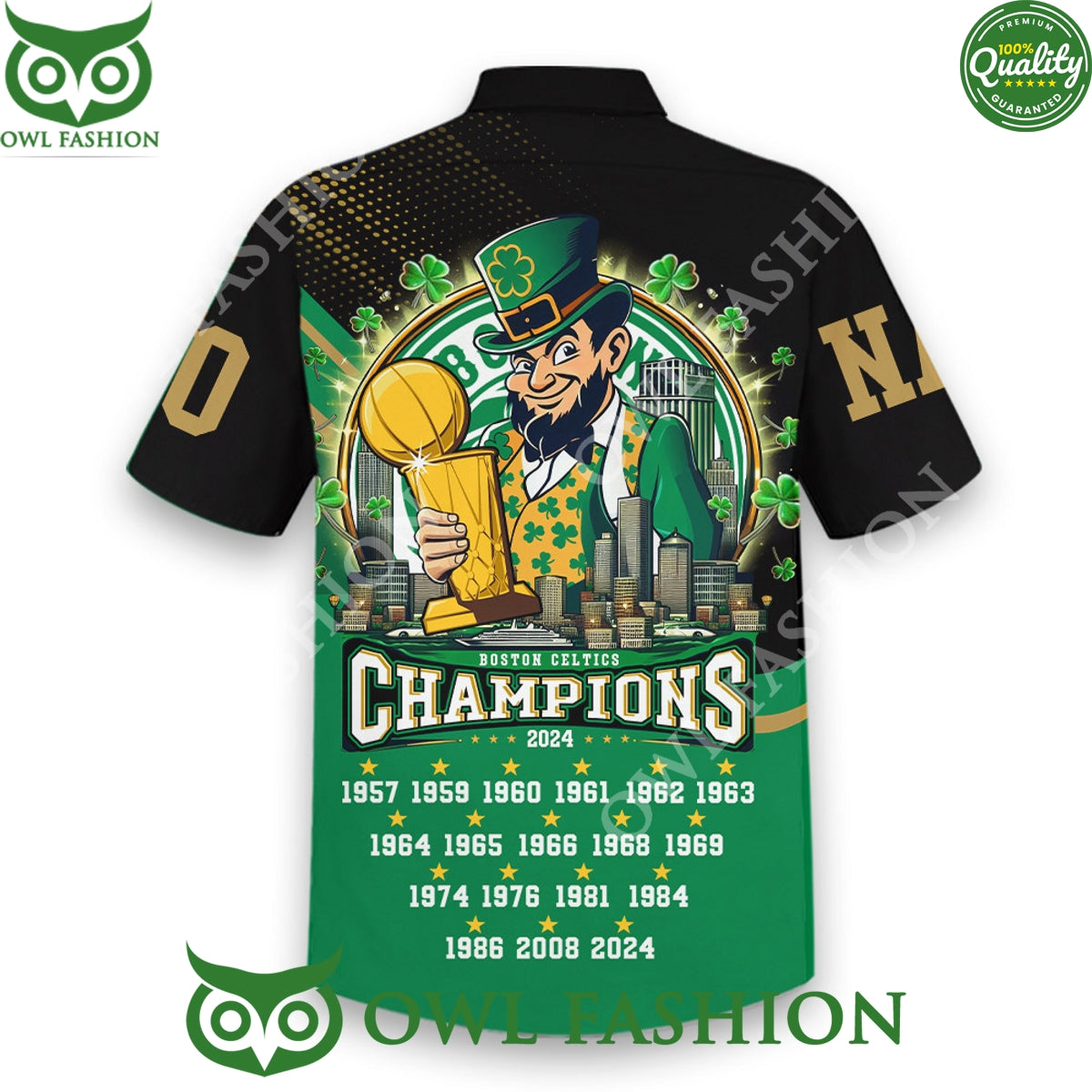 Boston Celtics Different Here Champions Custom name and number hawaiian shirt short