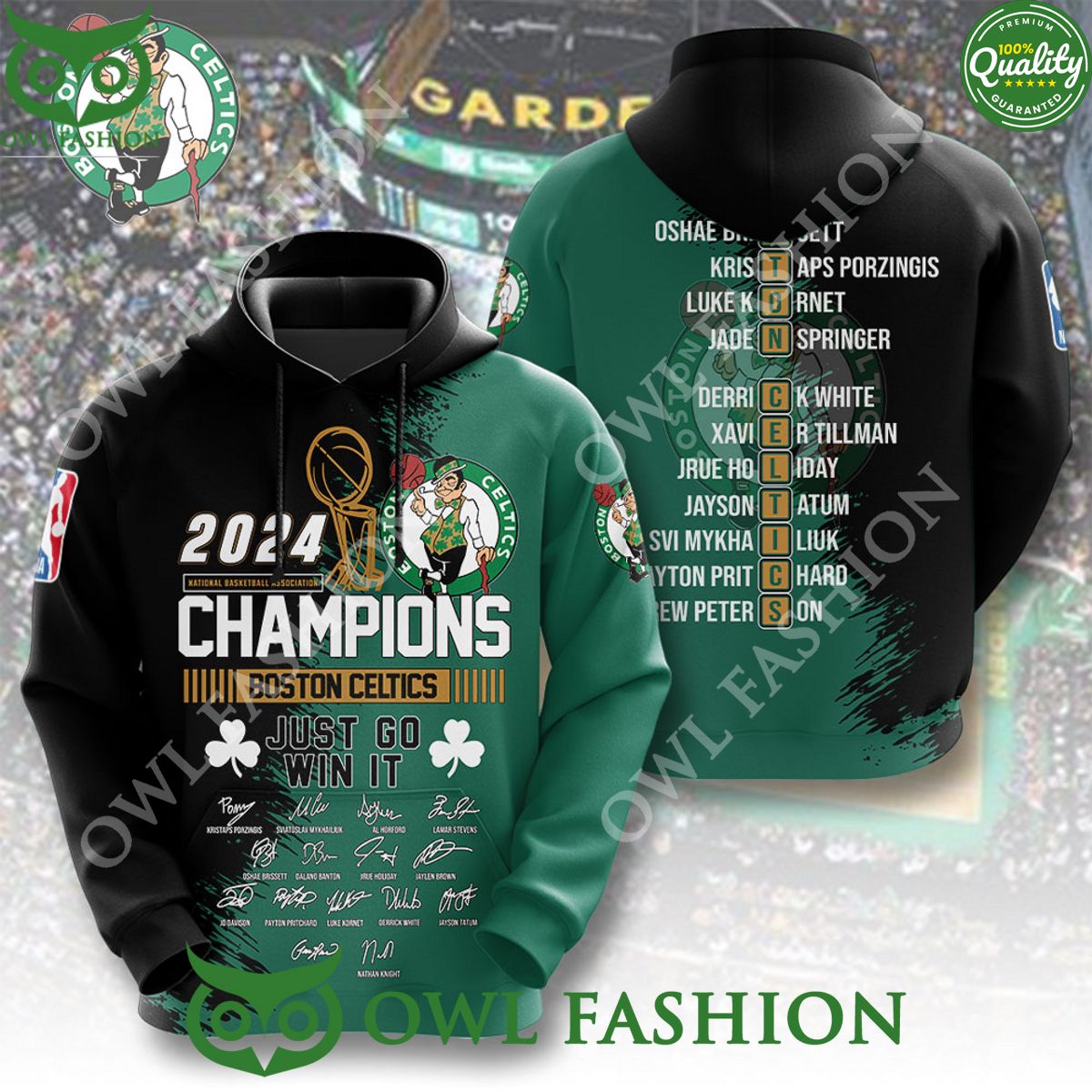 Boston Celtics just go win it 2024 champions players name sign 3D t shirt