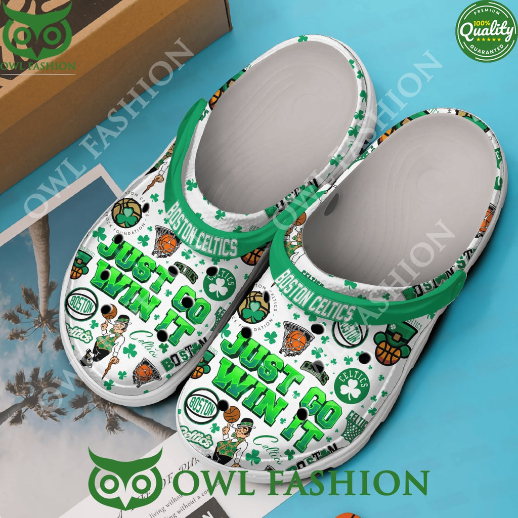 Boston Celtics Just Go Win It Basketball White Clogs