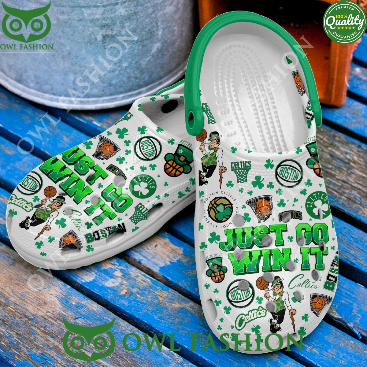 Boston Celtics Just Go Win It Basketball White Clogs