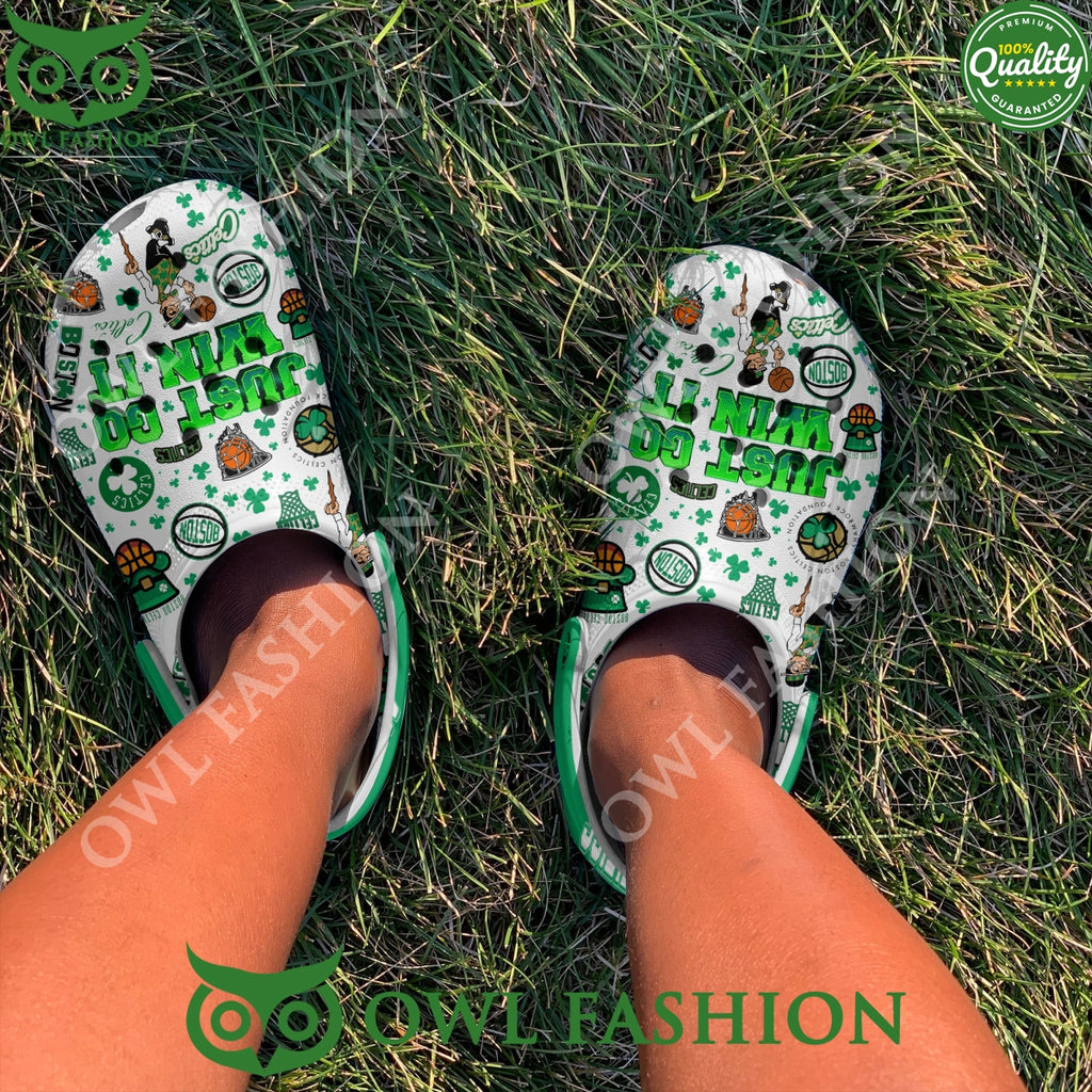 Boston Celtics Just Go Win It Basketball White Clogs