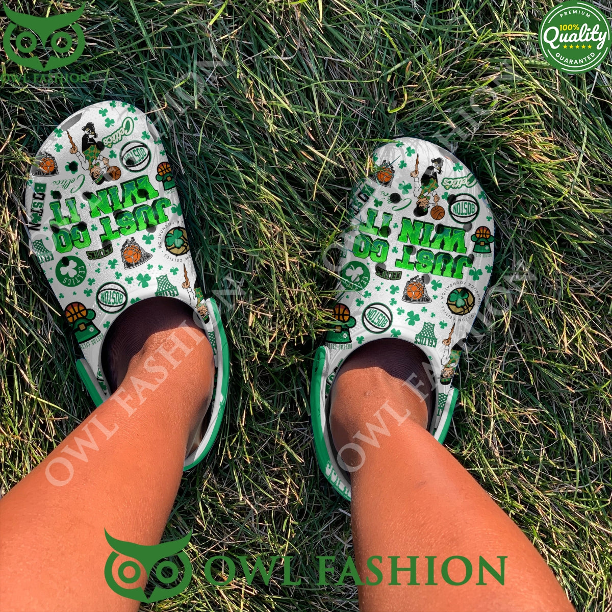 Boston Celtics Just Go Win It Basketball White Clogs