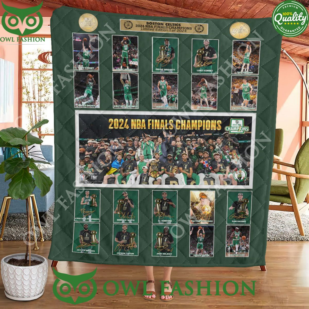 Boston Celtics NBA Finals Champion Players Card Quilt Blanket