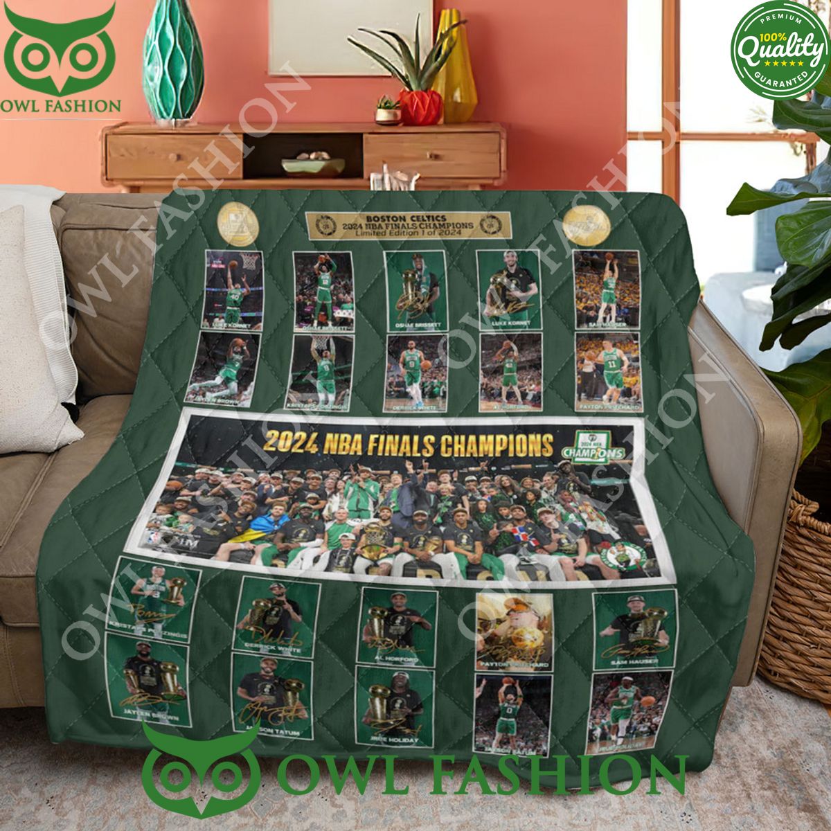 Boston Celtics NBA Finals Champion Players Card Quilt Blanket