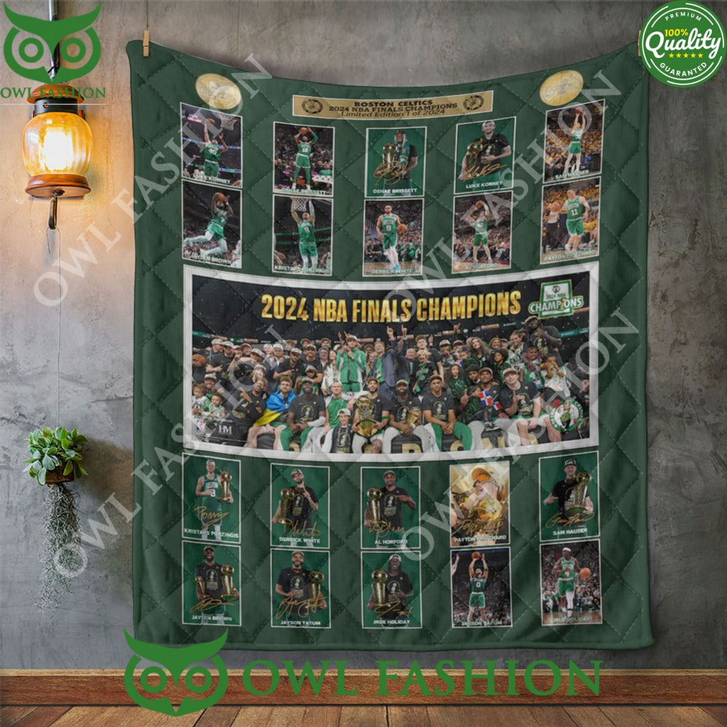 Boston Celtics NBA Finals Champion Players Card Quilt Blanket