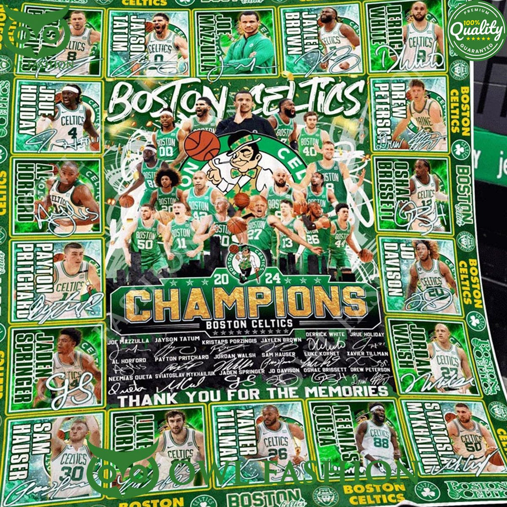 Boston Celtics Nba Finals Champions 2024 Memories Quilt Fleece Blanket