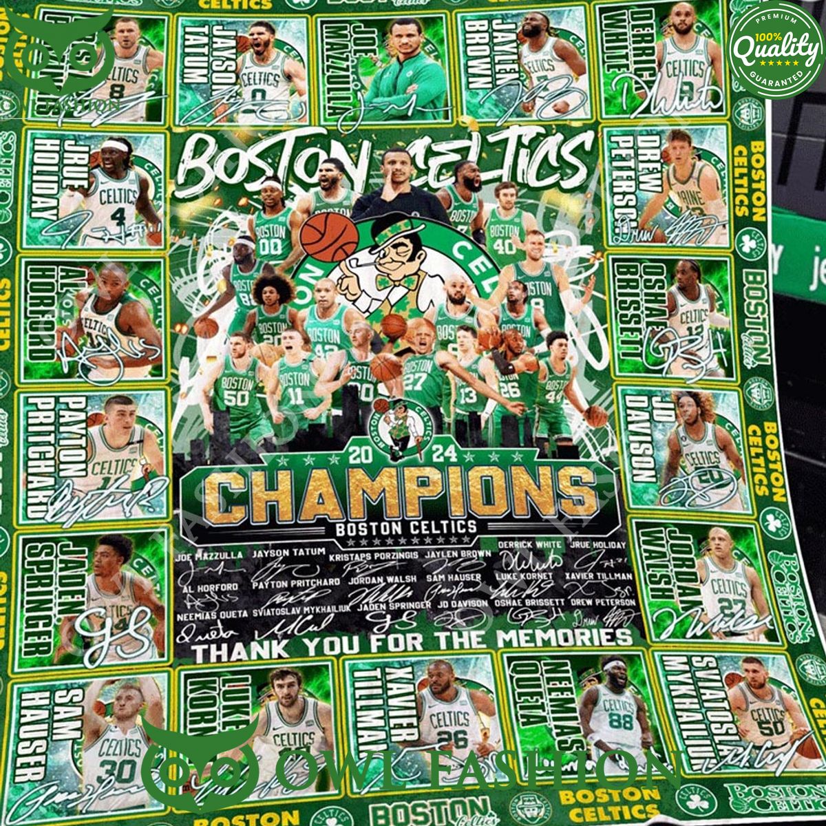 Boston Celtics Nba Finals Champions 2024 Memories Quilt Fleece Blanket