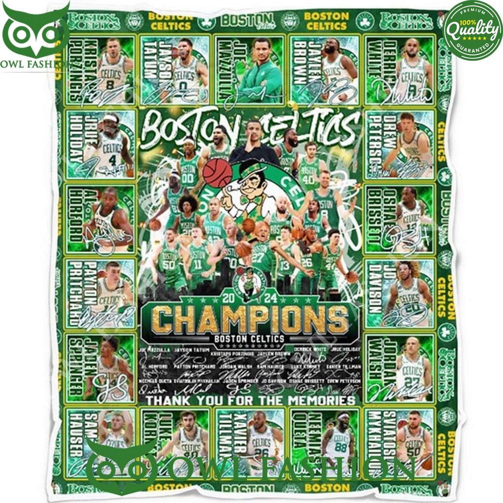 Boston Celtics Nba Finals Champions 2024 Memories Quilt Fleece Blanket