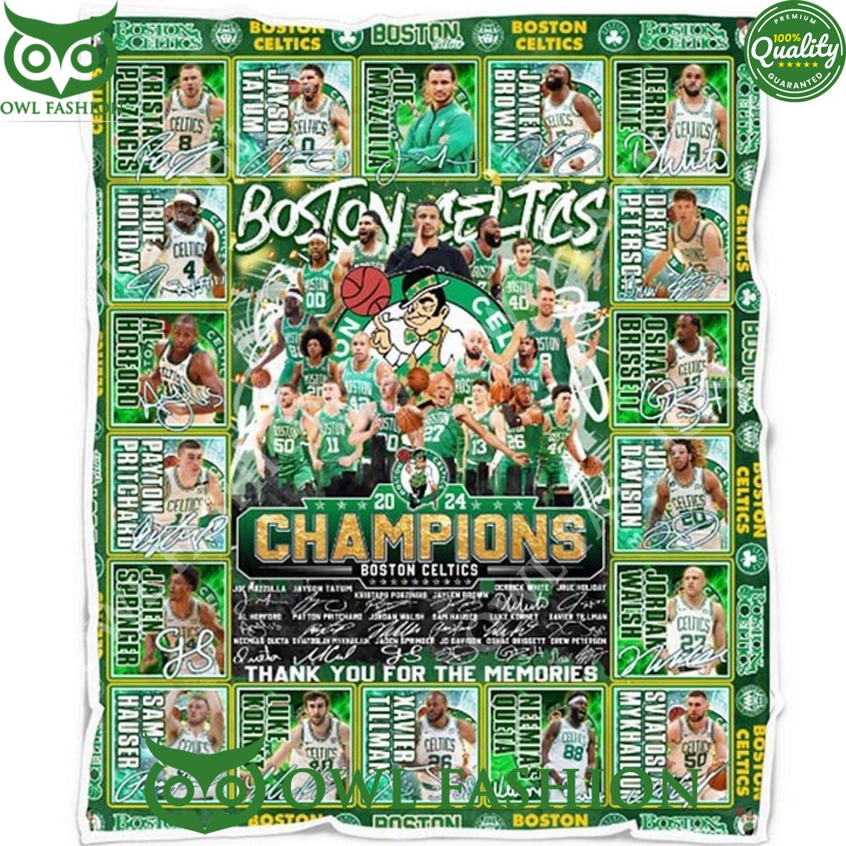 Boston Celtics Nba Finals Champions 2024 Memories Quilt Fleece Blanket