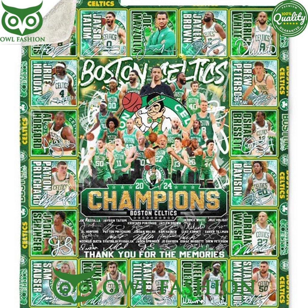 Boston Celtics Nba Finals Champions 2024 Memories Quilt Fleece Blanket