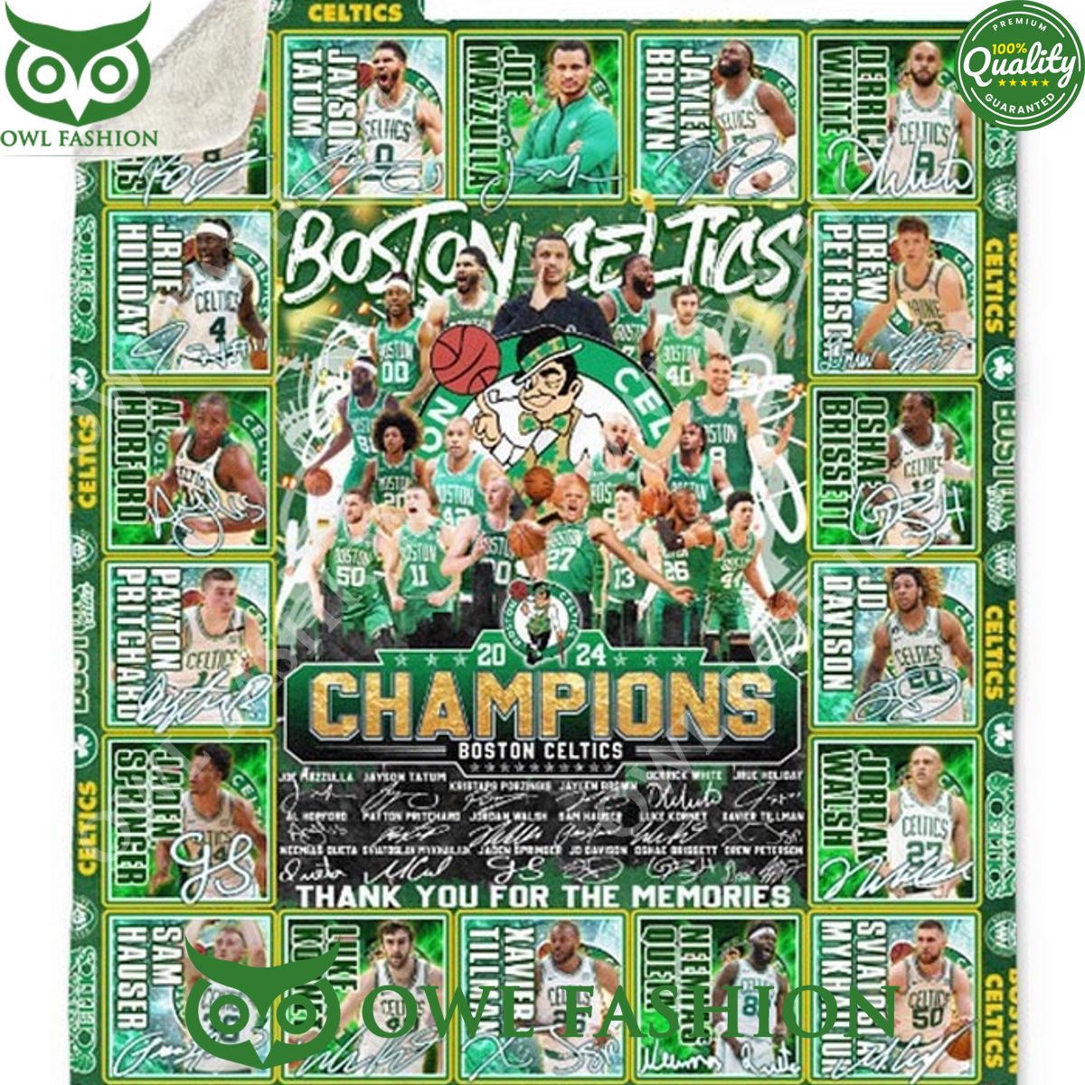 Boston Celtics Nba Finals Champions 2024 Memories Quilt Fleece Blanket