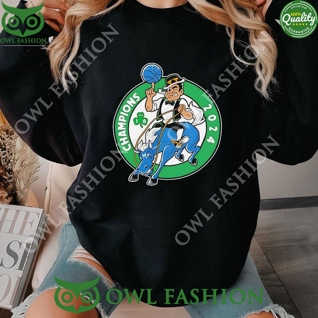 Boston Celtics Riding Dallas Mavericks Mascot 2024 Champions Logo Tshirt Hoodie